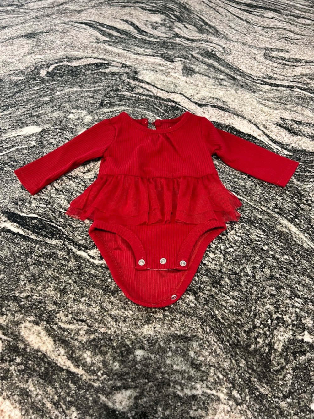 Carter's Red Long-Sleeve Peplum One-Piece Bodysuit with pants